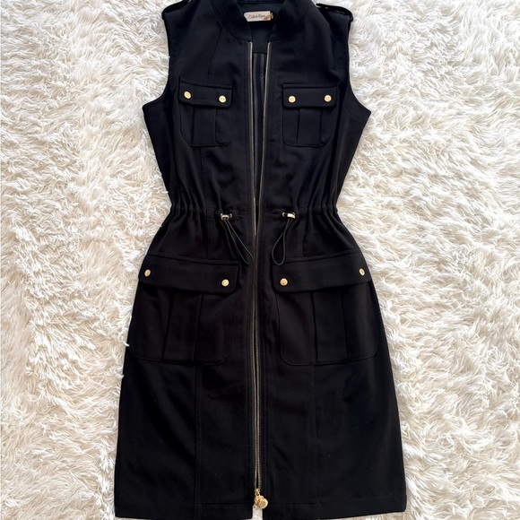 🤍NWOT! Calvin Klein Black Sleeveless Dress with Gold Accents - Picture 2 of 5